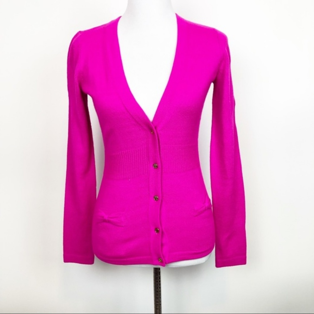 Lilly Pulitzer Pink Bow Cardigan X Small Barbiecore